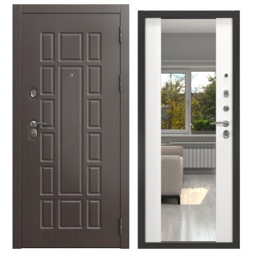 Входная дверь для квартиры  ALFA-124/71M (венге / шагрень белая, зеркало)
