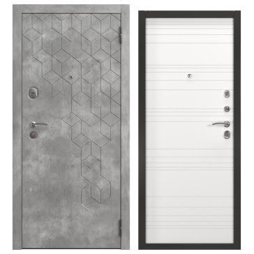 Металлическая дверь ALFA-126/39 (бетон темный / шагрень белая)