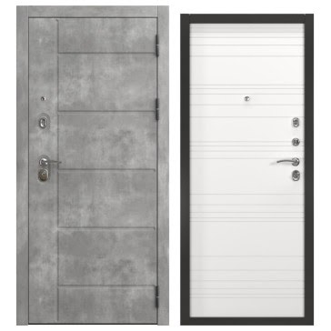Металлическая дверь ALFA-130/39 (бетон темный / шагрень белая)