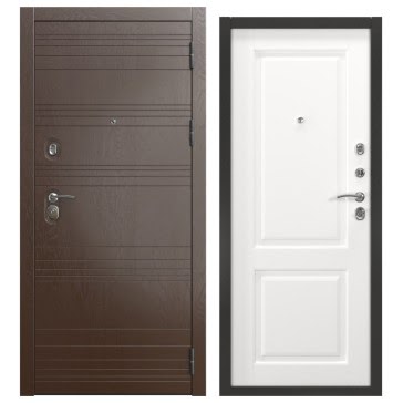 Входная дверь для квартиры  ALFA-39/32 (дуб шоколад / шагрень белая)