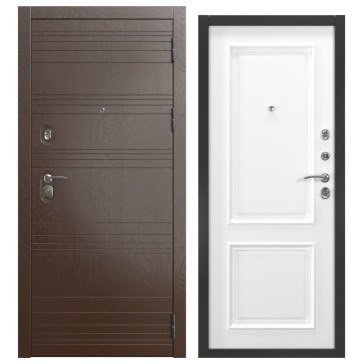 Металлическая дверь, ALFA-39/66 (дуб шоколад / шагрень белая)