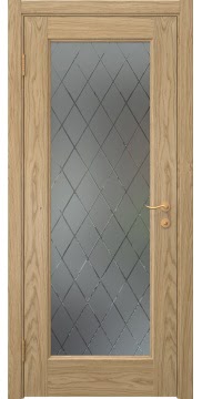 Межкомнатная дверь FK001 (шпон дуб натуральный, стекло: сатинат ромб) — 6196