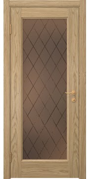 Межкомнатная дверь, FK001 (шпон натурального дуба, стекло бронзовое)