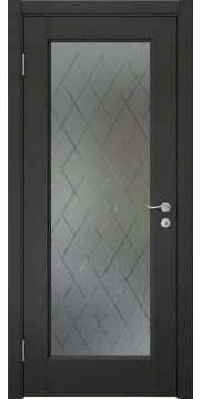 Межкомнатная дверь, FK001 (шпон ясень черный, со стеклом)