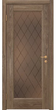 Межкомнатная дверь, FK001 (шпон американский орех, стекло бронзовое)