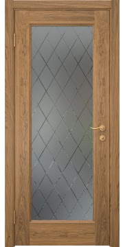 Дверь межкомнатная, FK001 (шпон дуб античный с патиной, со стеклом)
