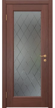 Дверь межкомнатная, FK001 (шпон красное дерево, со стеклом)
