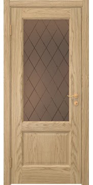 Дверь межкомнатная, FK002 (шпон натурального дуба, стекло бронзовое)