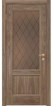 Межкомнатная дверь, FK002 (шпон американский орех, стекло бронзовое)