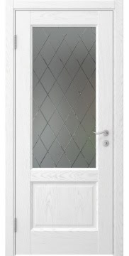 Межкомнатная дверь, FK002 (шпон ясень белый, со стеклом)