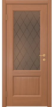 Межкомнатная дверь, FK002 (шпон анегри, стекло бронзовое)