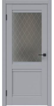 Дверь с каркасом из массива сосны и МДФ, FK003 (экошпон серый, со стеклом)