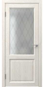 Межкомнатная дверь FK004 (экошпон «белый дуб» / матовое стекло ромб) — 0251