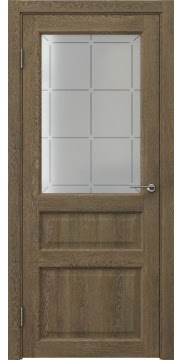 Межкомнатная дверь FK005 (экошпон «дуб антик» / стекло решетка) — 0270
