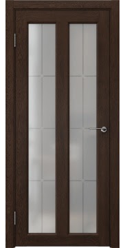 Межкомнатная дверь, FK007 (экошпон дуб шоколад, стекло решетка)