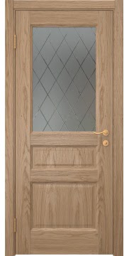 Межкомнатная дверь FK016 (шпон дуб светлый, стекло с гравировкой) — 5152
