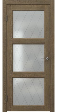 Межкомнатная дверь FK017 (экошпон «дуб антик» / матовое стекло ромб) — 0311