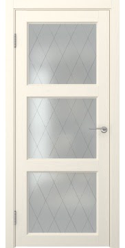 Межкомнатная дверь FK017 (экошпон «ваниль» / матовое стекло ромб) — 0317