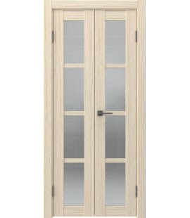 Распашная двустворчатая дверь FK027 (экошпон «беленый дуб FL», сатинат, 40 см) — 15170