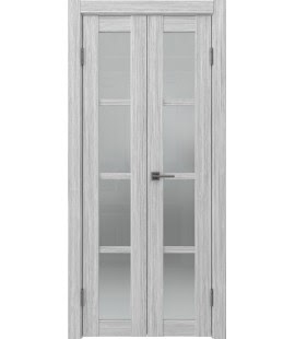 Распашная двустворчатая дверь FK027 (экошпон «серый дуб FL», сатинат, 40 см) — 15174