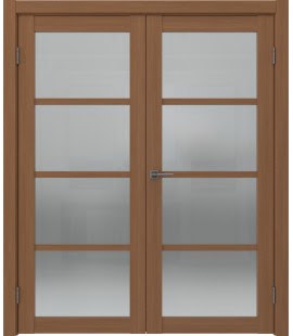 Распашная двустворчатая дверь FK027 (экошпон «орех», сатинат) — 15177