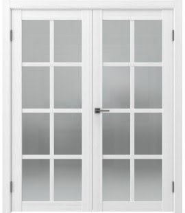 Распашная двустворчатая дверь FK028 (экошпон белый, сатинат) — 15181