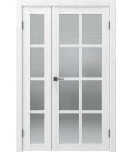 Полуторная дверь FK028 (экошпон белый FL, сатинат)