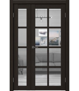 Полуторная дверь FK028 (экошпон венге FL, стекло прозрачное)