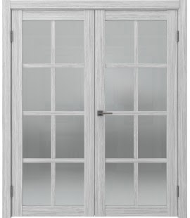 Распашная двустворчатая дверь FK028 (экошпон «серый дуб FL», сатинат) — 15193