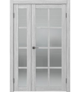Полуторная дверь FK028 (экошпон серый дуб FL, сатинат)