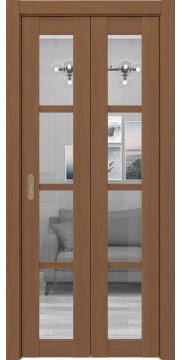 Складная дверь FK028 (экошпон «орех», стекло прозрачное) — 17020
