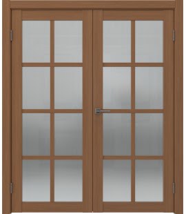 Распашная двустворчатая дверь FK028 (экошпон «орех», сатинат) — 15197