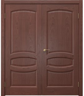 Распашная двустворчатая дверь FK030 (шпон красное дерево, глухая) — 15141