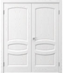 Распашная двустворчатая дверь FK030 (шпон ясень белый, глухая) — 15143