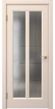 Межкомнатная дверь FK032 (шпон беленый дуб, сатинат с гравировкой решетка) — 5969