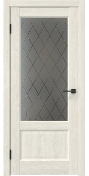 Межкомнатная дверь, FK037 (экошпон дуб шале белый, со стеклом)
