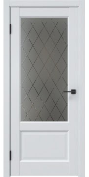 Дверь эмалит FK037 (серая (под эмаль), стекло с гравировкой)