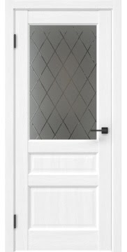 Межкомнатная дверь FK038 (soft touch «ясень белый», стекло: сатинат ромб) — 6187