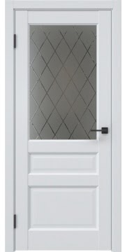 Межкомнатная дверь FK038 (эмалит серый, стекло: сатинат ромб) — 6005