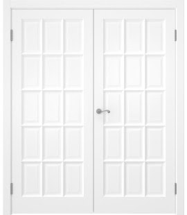 Двустворчатая дверь FM001 (массив сосны, эмаль белая)