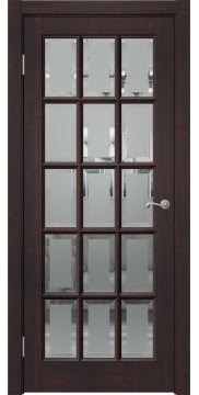 Межкомнатная дверь, FM001 (массив сосны «венге», стекло с фацетом)
