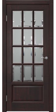 Дверь межкомнатная, FM002 (массив сосны «венге», стекло с фацетом)