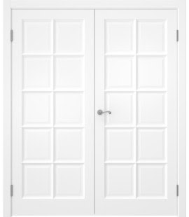 Двустворчатая дверь FM003 (массив сосны, эмаль белая)