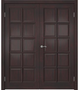 Распашная двустворчатая дверь FM003 (массив сосны, лакированная с морилкой) — 15223