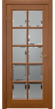 Межкомнатная дверь в стиле прованс, FM003 (массив сосны, лак светлый, стекло с фацетом)