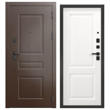 Железная дверь входная FORT-150/32 (дуб шоколад / шагрень белая)