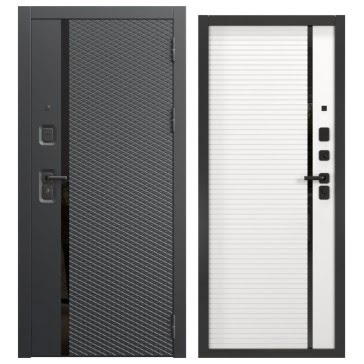 Дверь входная FORT-158/173, черный муар / шагрень белая