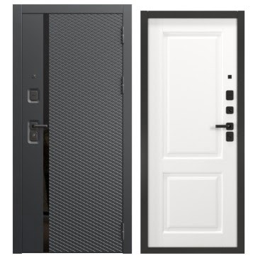 Стальная дверь FORT-158/32 (черный муар / шагрень белая)