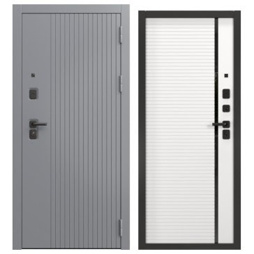 Входная дверь для квартиры  FORT-176/173 (графит муар / шагрень белая)