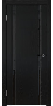 Дверь межкомнатная, GM016 (шпон ясень черный, триплекс черный)